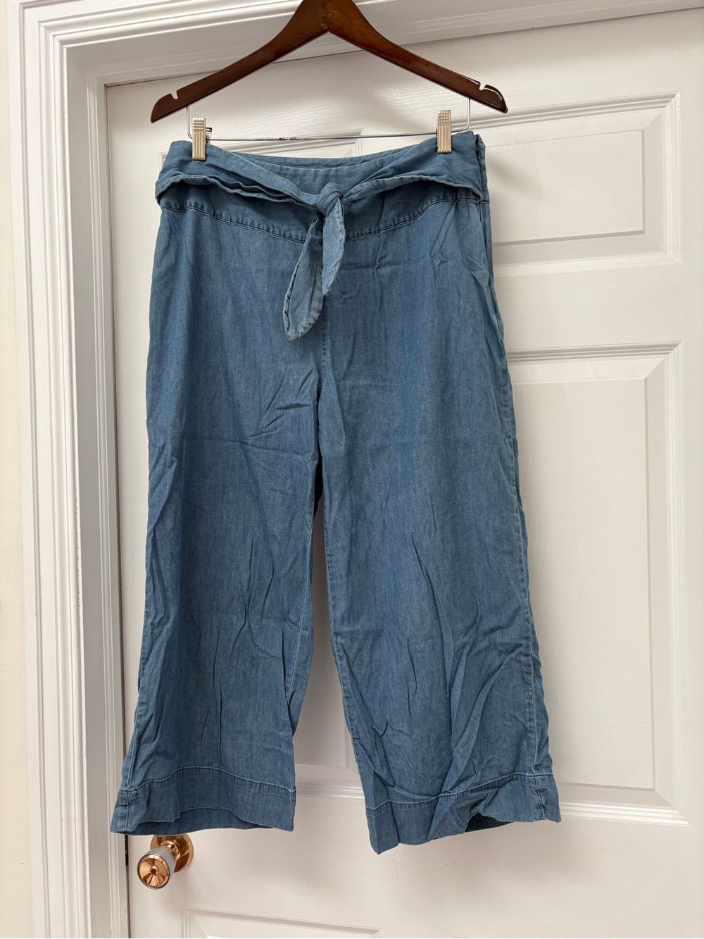 Joe Fresh Light Blue Wide-Leg Tie-Waist Capris
